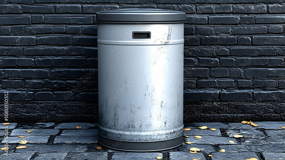 Metal Trash Can with Black Top Illustration Metal Trash Can with Black Top Illustration