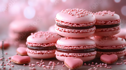 Pink Macarons with Chocolat...