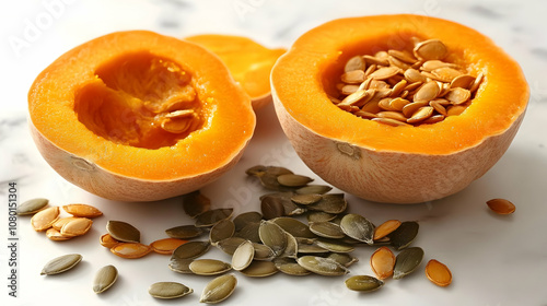 Pumpkin Halves with Seeds, ...
