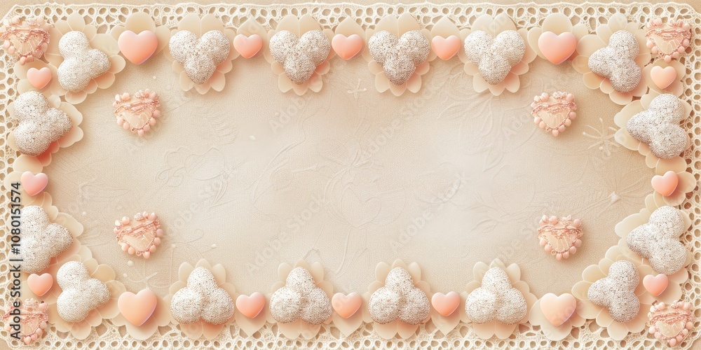 Scalloped Heart Frame on a Valentine's Day Background with Subtle Sparkle Effect Scalloped Heart Frame on a Valentine's Day Background with Subtle Sparkle Effect