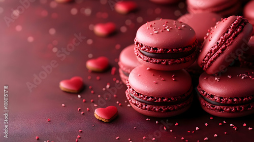 Red Macarons with Chocolate...