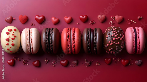 Colorful Macarons with Hear...
