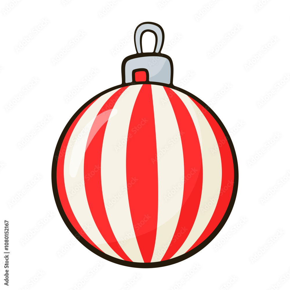 White and red bauble. Cartoon illustration White and red bauble. Cartoon illustration