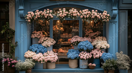 Floral Shop Front with Blue...