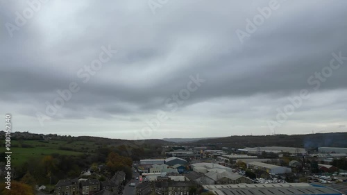 High angle View of Brighouse Town of England UK During Morning and Cloudy Day. The Aerial Footage Was Captured with Drone's Camera on November 12th, 2024 photo