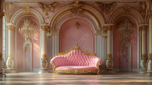 Pink and Gold Ornate Room w...