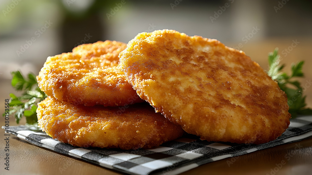 Crispy Fried Potato Patties - Realistic Food Image Crispy Fried Potato Patties - Realistic Food Image