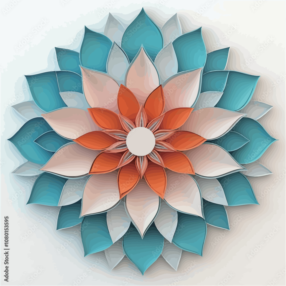 Obraz premium 3D illustration of a lotus flower in paper cut style..eps