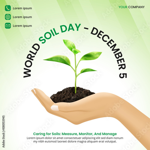 World Soil Day with a hand holding soil with plant