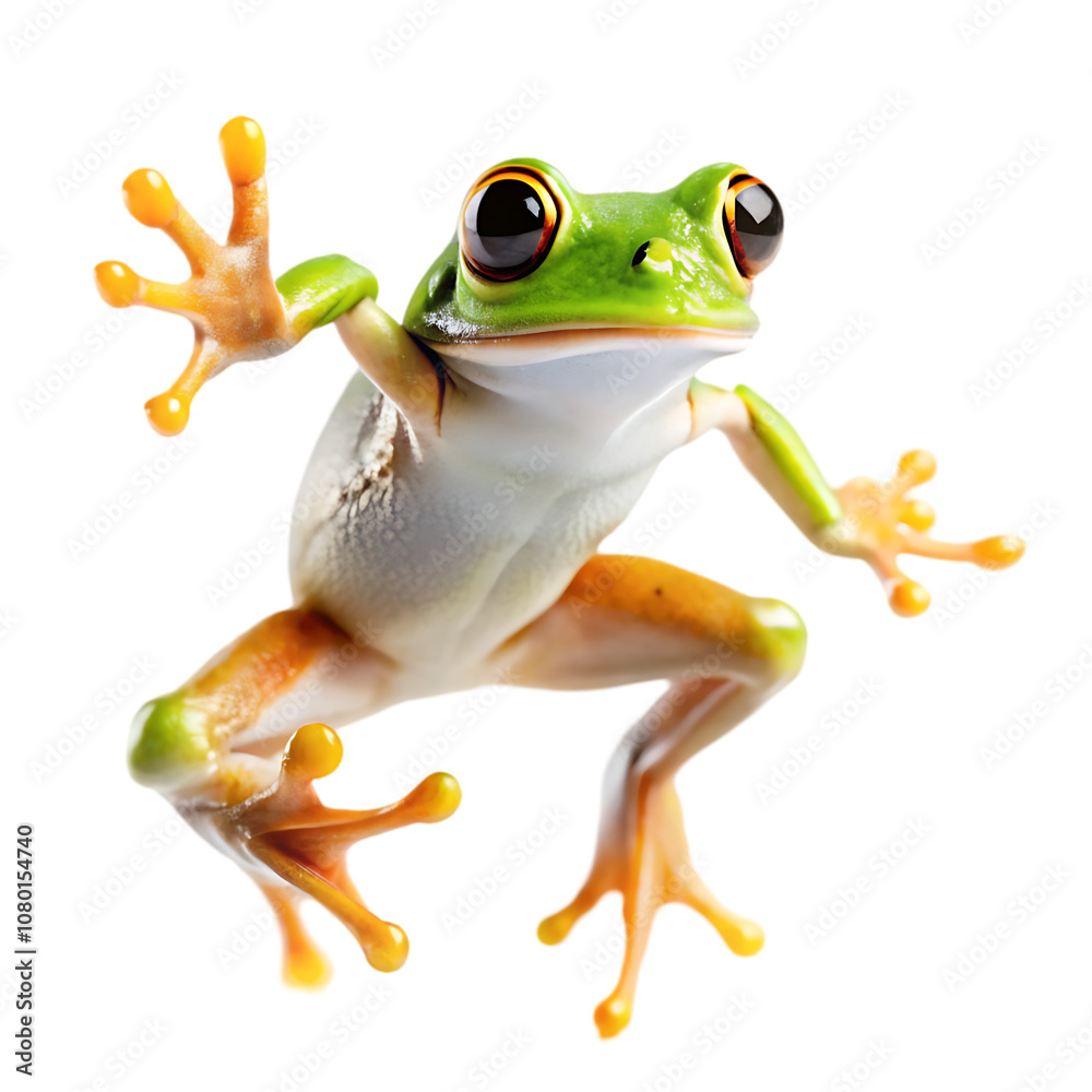 Fototapeta premium Dumpy frog litoria caerulea closeup on branch