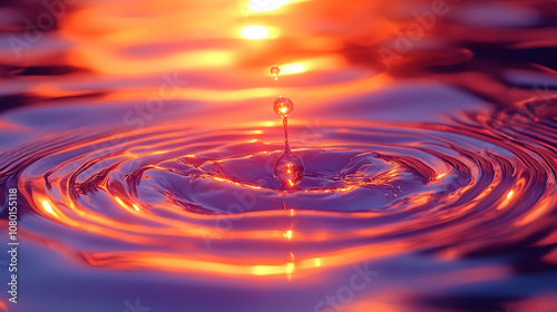 Water Drop Splashing in Sun...