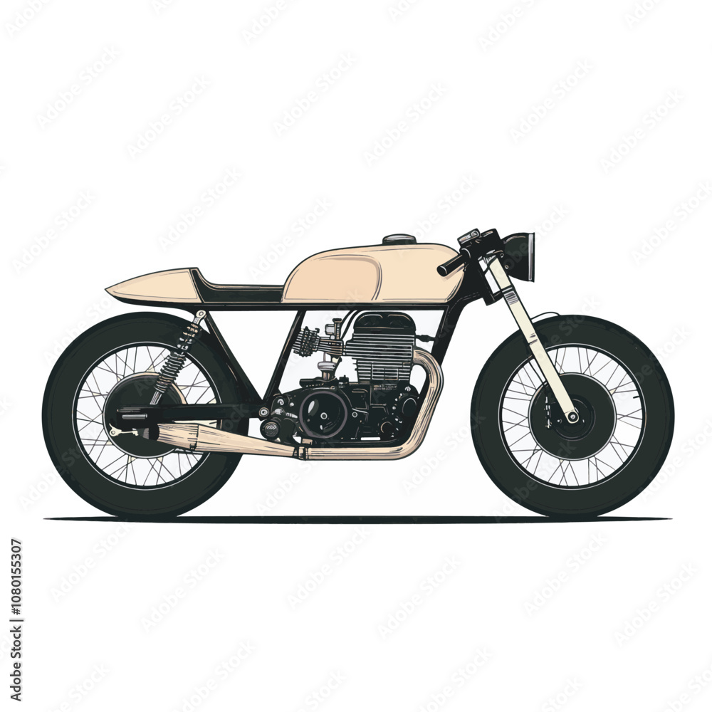 Classic Cafe Racer Motorcycle Illustration Classic Cafe Racer Motorcycle Illustration