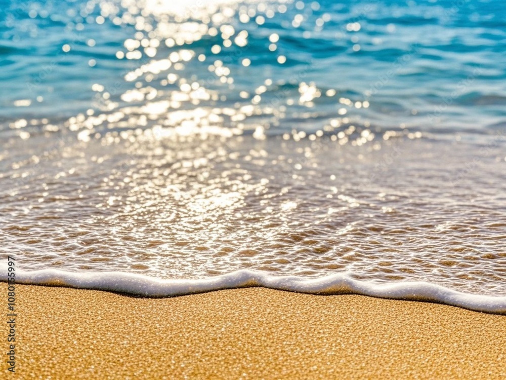 Beach And Sea - Summer Vacation On Sunny Sand With Glittering On Defocused Ocean