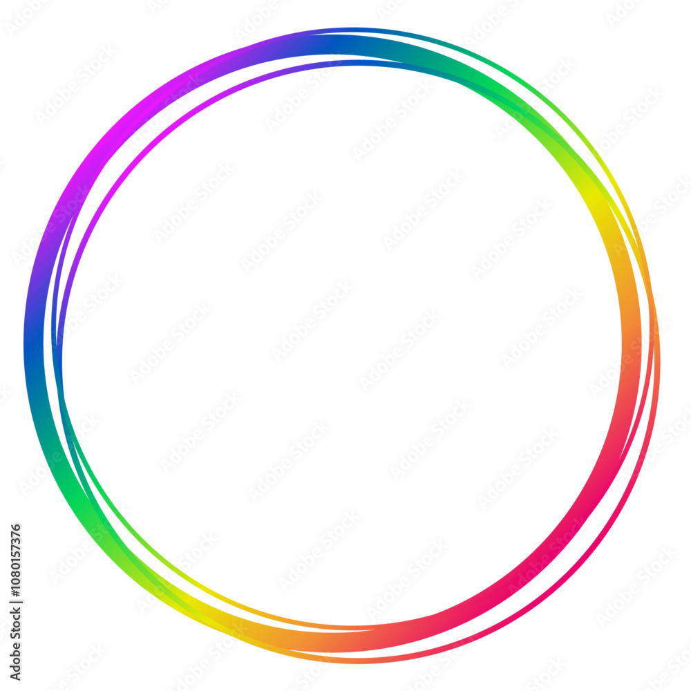 Colorful frame with a rainbow circle, isolated on a transparent background. Design element for Pride Month with a place for text or photo. Vector illustration