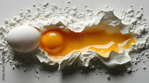 Cracked Egg with Yolk and W...