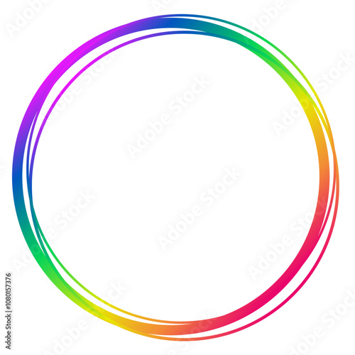 Colorful frame with a rainbow circle, isolated on a transparent background. Design element for Pride Month with a place for text or photo. Vector illustration