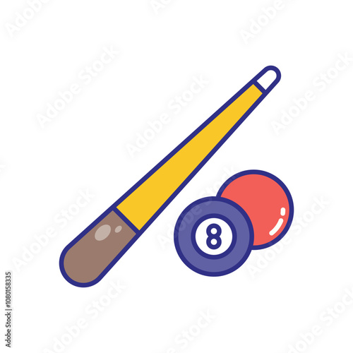 Billiard Cue vector icon stock illustration