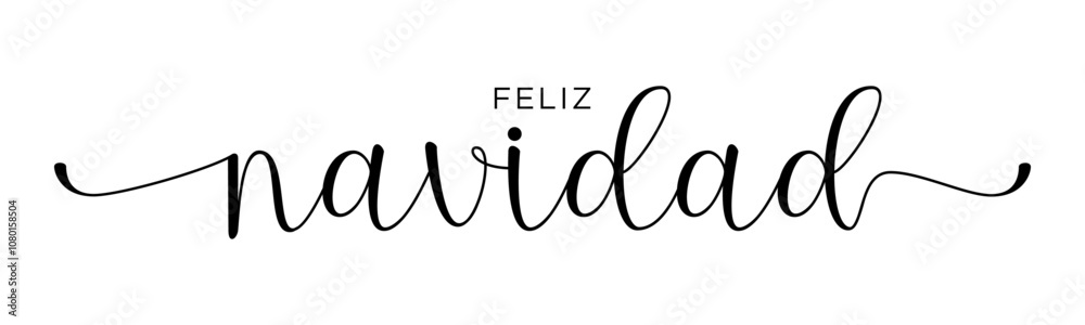 Feliz Navidad - Lettering in Spanish for Merry Christmas. Continuous Style Vector Calligraphy on White Background. Perfect for Modern Greeting Cards, Banners, and Posters Feliz Navidad - Lettering in Spanish for Merry Christmas. Continuous Style Vector Calligraphy on White Background. Perfect for Modern Greeting Cards, Banners, and Posters