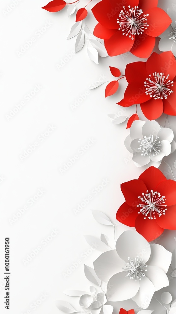 This eyecatching design features a minimalistic floral motif with vibrant red and white flowers, ideal for digital backgrounds or home decor, adding charm and elegance to any setting This eyecatching design features a minimalistic floral motif with vibrant red and white flowers, ideal for digital backgrounds or home decor, adding charm and elegance to any setting