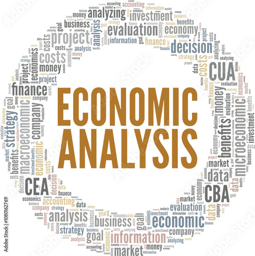 Economic Analysis word cloud conceptual design isolated on white background.