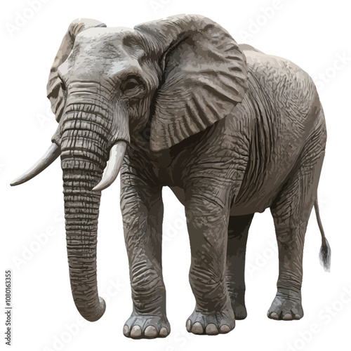 Elephant isolated on white background. 3D illustration. clipping path.eps