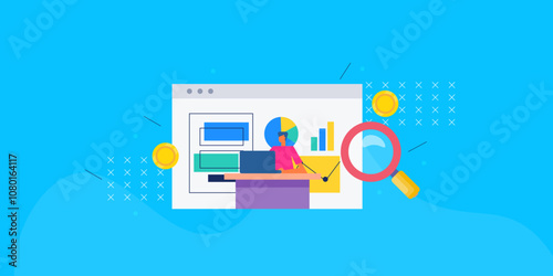 Data driven business analytics, people working on office desk using laptop reading financial statements and business performance report.