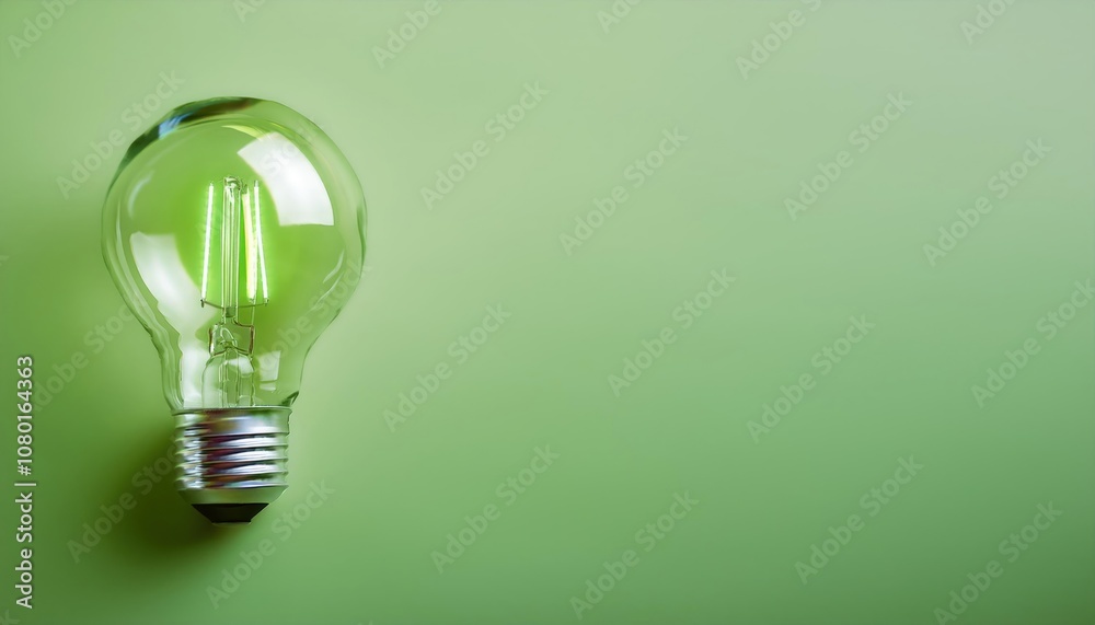 Bright Light Bulb Isolated on Pastel Green Background 3D Creative Concept Bright Light Bulb Isolated on Pastel Green Background 3D Creative Concept