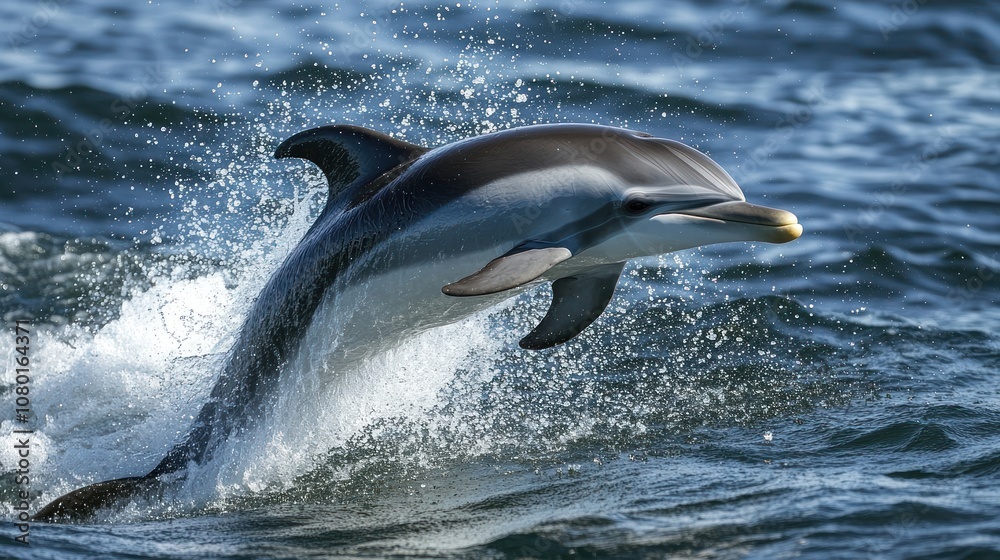 Fototapeta premium A Striped Dolphin Leaping Out of the Water