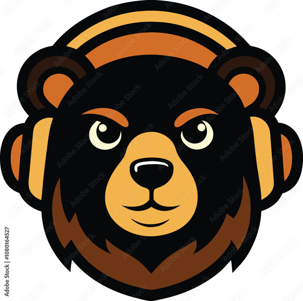Obraz premium bear head mascot with headphone 