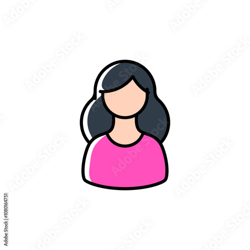 A woman wearing casual clothes, such as a T-shirt or sweater, with a relaxed and friendly facial expression. This icon would appeal to lifestyle or social media applications.