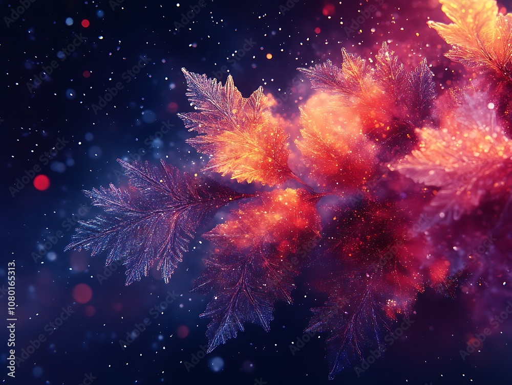 Colorful Leaves Floating in Space Colorful Leaves Floating in Space