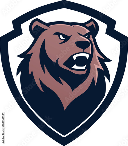 Tableau sur toile bear head mascot with shield