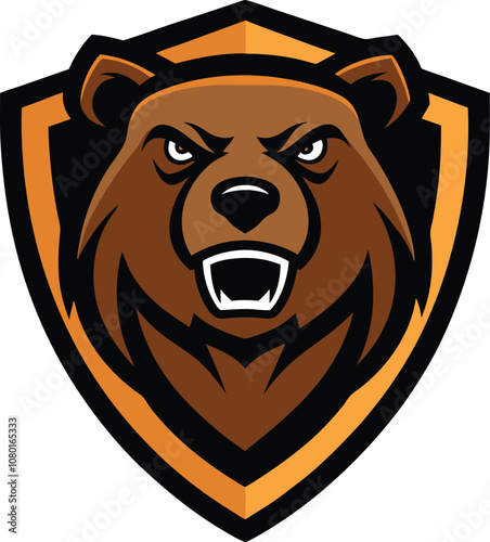 bear head mascot with shield 