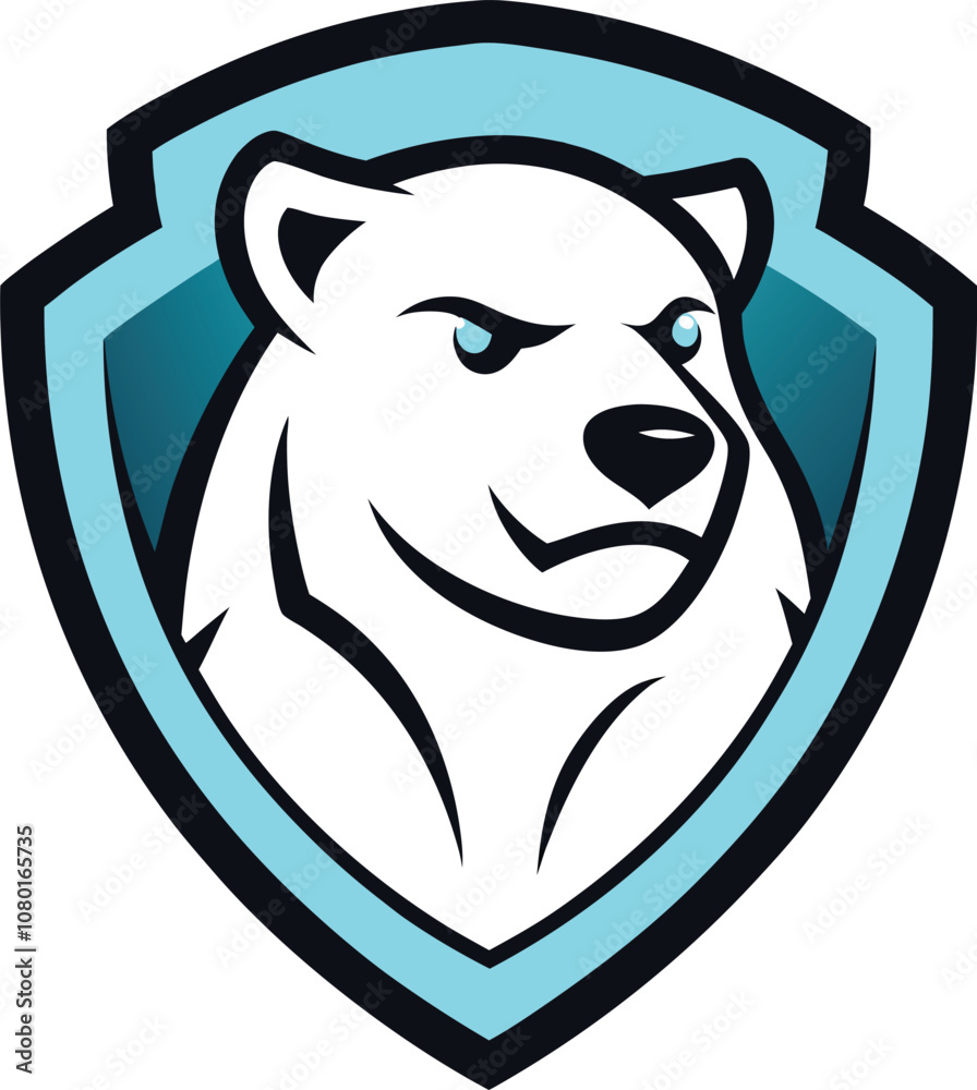 Polar Bear Mascoat logo with a shield Polar Bear Mascoat logo with a shield
