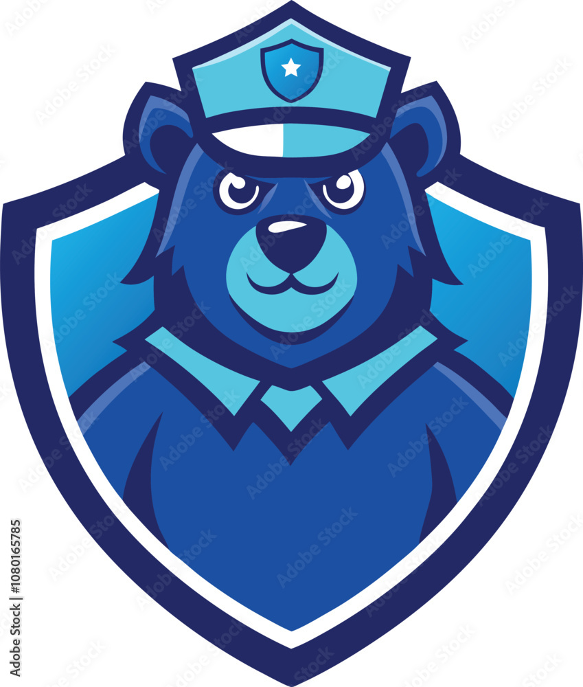 Police Bear Mascoat logo with a shield Police Bear Mascoat logo with a shield