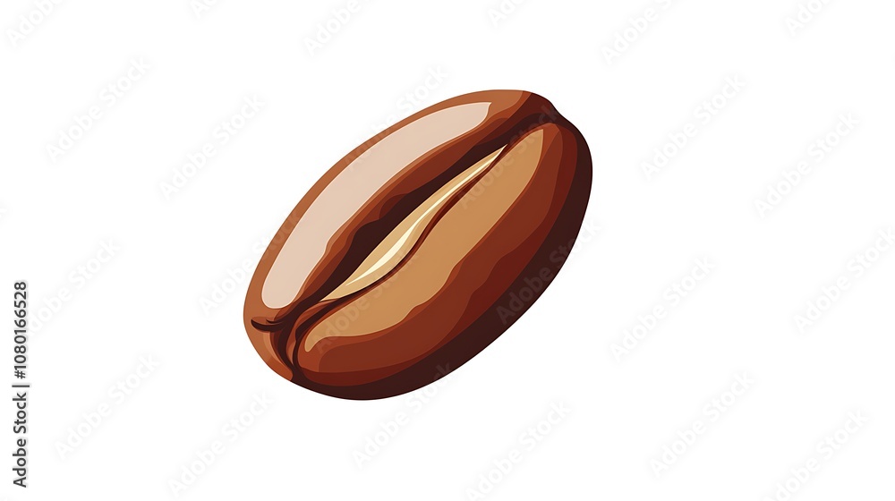 A single roast brown coffee bean coffee bean on white surface. A single roast brown coffee bean coffee bean on white surface.