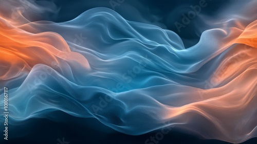 Dynamic flow, abstract blue and orange wave on gradient background design for modern creative projects