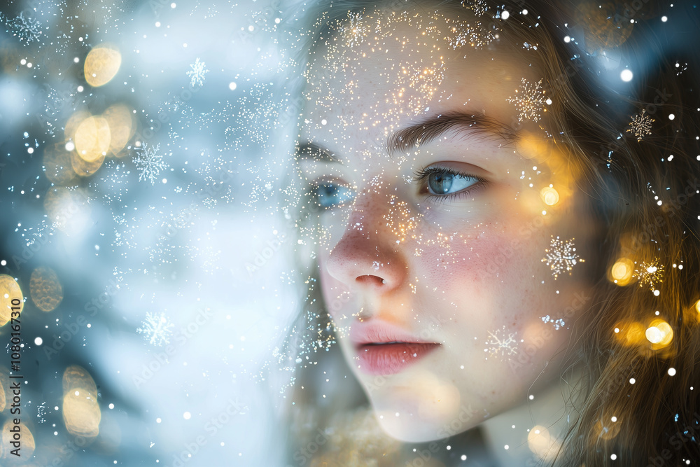 double exposure portrait of a young woman double exposure portrait of a young woman