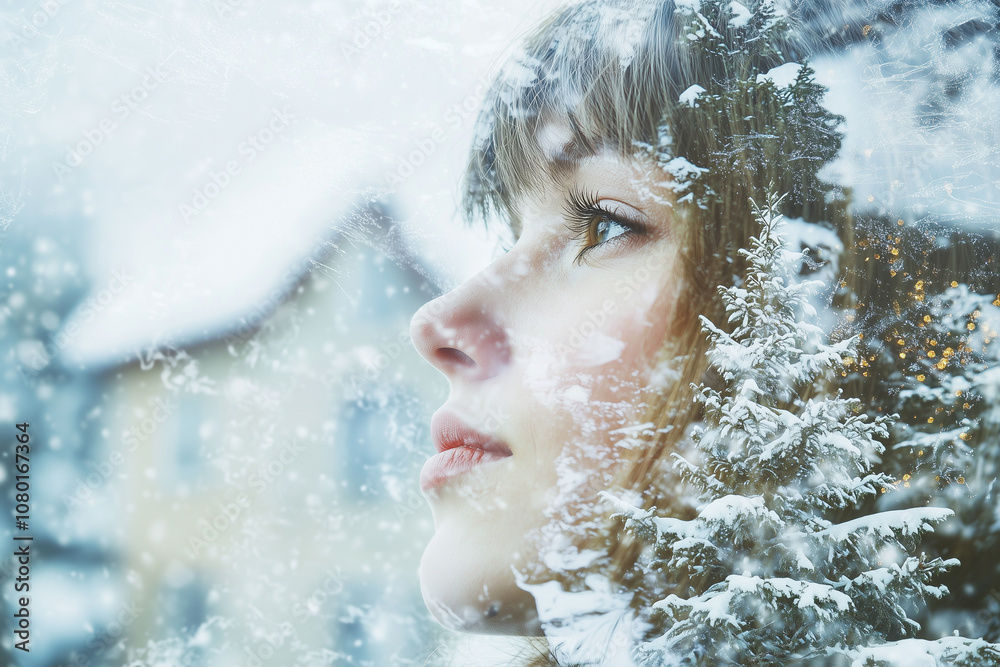 double exposure portrait of a young woman double exposure portrait of a young woman
