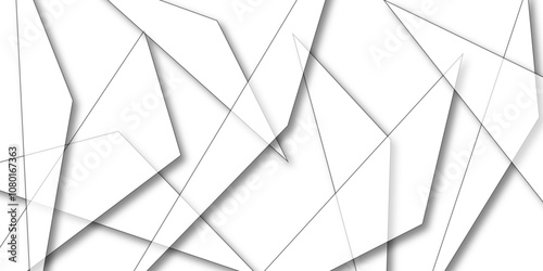  Abstract background with liens and triangles shape on white background. White and grey geometric overlapping rectangle pattern Geometric background soft shadows as patten ..White polygon textured .