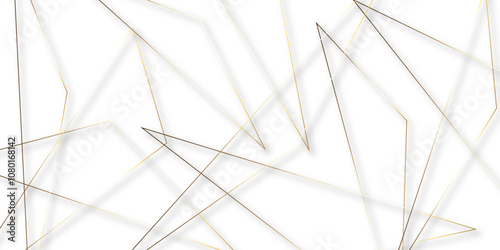 Abstract background with liens and triangles shape on white background. White and golden geometric overlapping rectangle pattern Geometric background soft shadows as patten ..White polygon textured .	