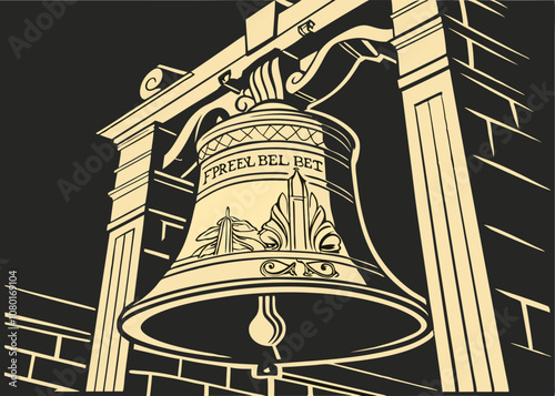 Bell Vector Illustration - Black and White.