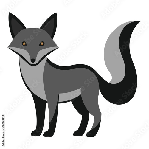 Solid color Gray Fox animal vector design