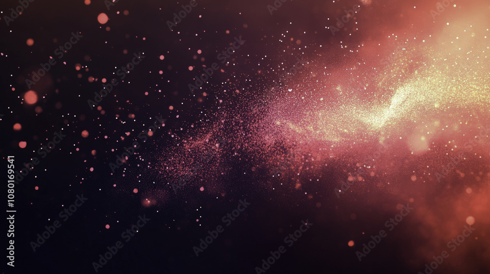 Naklejka premium Luminous Abstract Particles Background : Neon pink and fiery red particles in swirl create magic