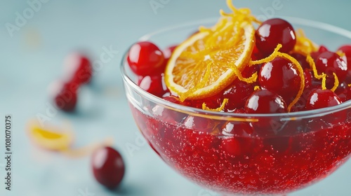 A vibrant fruit bowl with cherries and orange slices.