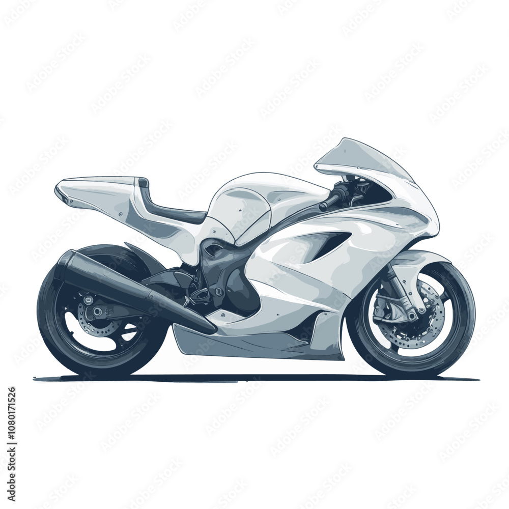 White Sportbike Motorcycle Illustration White Sportbike Motorcycle Illustration