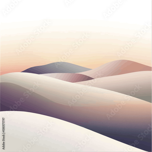 Illustration of sand dunes in the desert at sunset - vector.eps