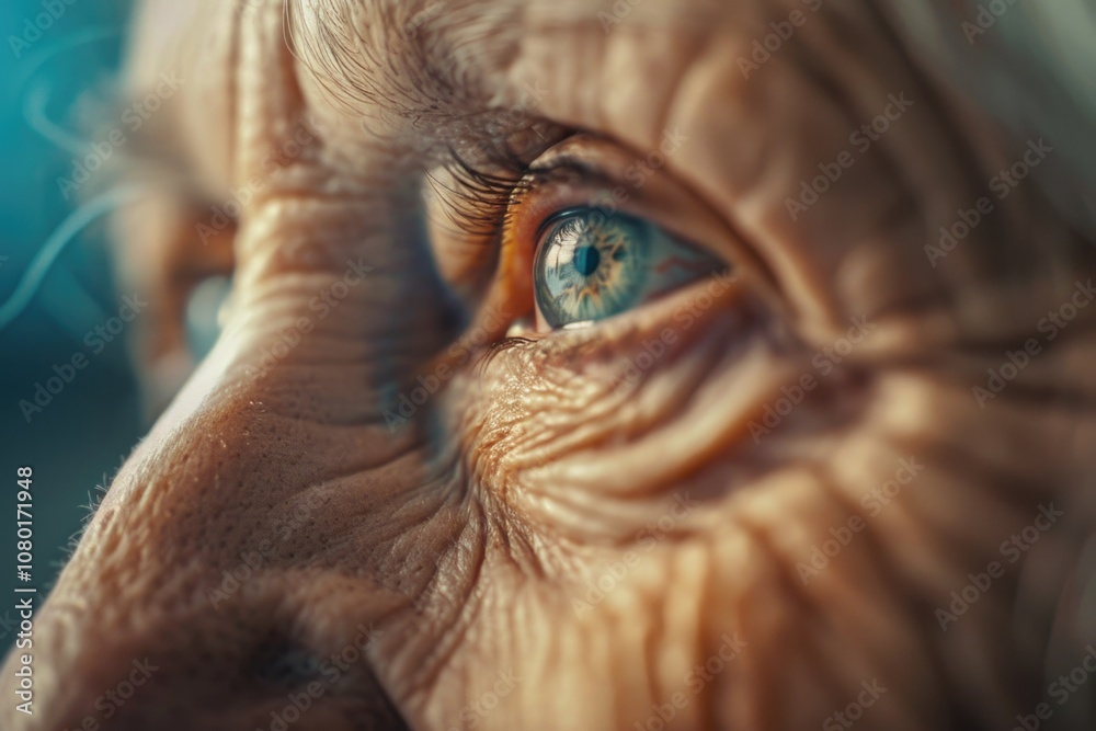 Obraz premium Eye Old. Close Up Portrait of Senior Woman's Face and Eye, Looking with Great Vision