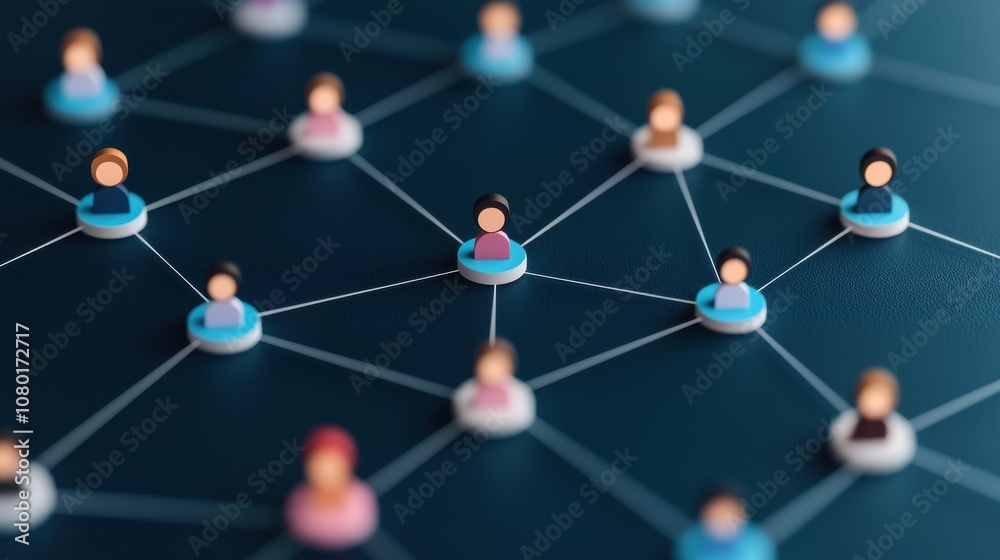 Abstract network of people icons connected in a digital space, showcasing social interactions and communication. Abstract network of people icons connected in a digital space, showcasing social interactions and communication.