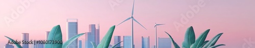 Vibrant 3D Animated Scene for World Environment Protection Day: Showcasing Renewable Energy in a Futuristic Setting Inspired by Nature and Technology, Emphasizing Sustainability and Environmental Awar